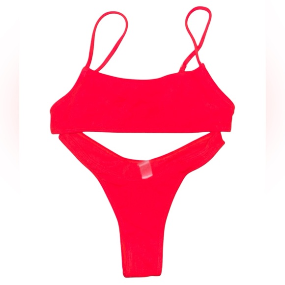 ROMWE Red High Leg Thong Bikini - Picture 1 of 4